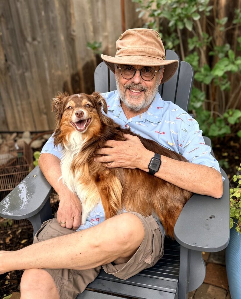 Padraig Riley with Pippa, his miniature Australian Shepherd