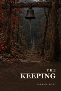 The Keeping &mdash; a bell hung above a leaf-strewn trail descending through autumn woods